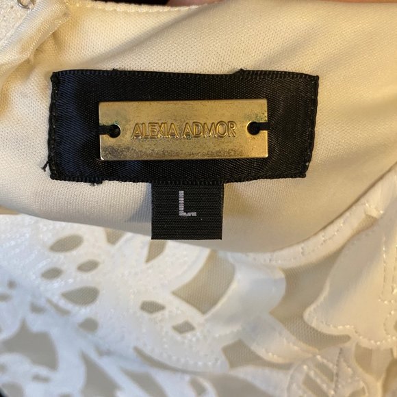 Alexia Admor Leather Floral Laser Cut Lace Dress L - Picture 3 of 3